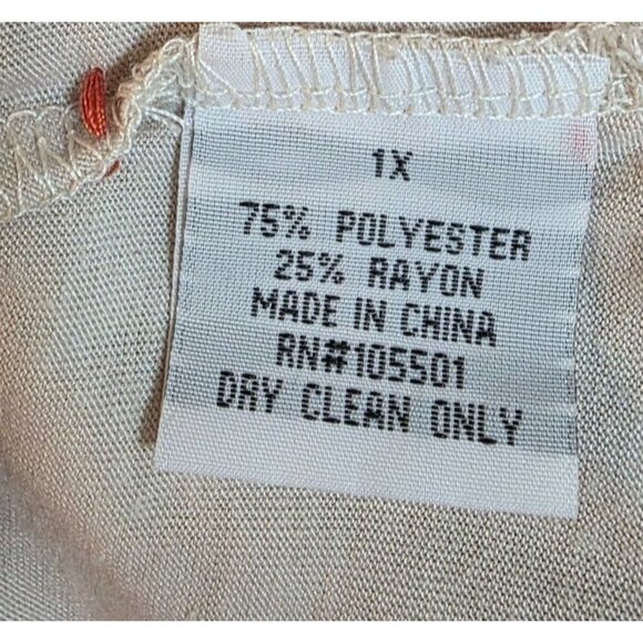 Double D Ranch Embroidered Longsleeve Brown Ribbed Trim Blouse Top Shirt Plus 1X - Picture 7 of 7